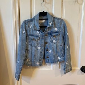 pistola cropped star jean jacket, size xs
